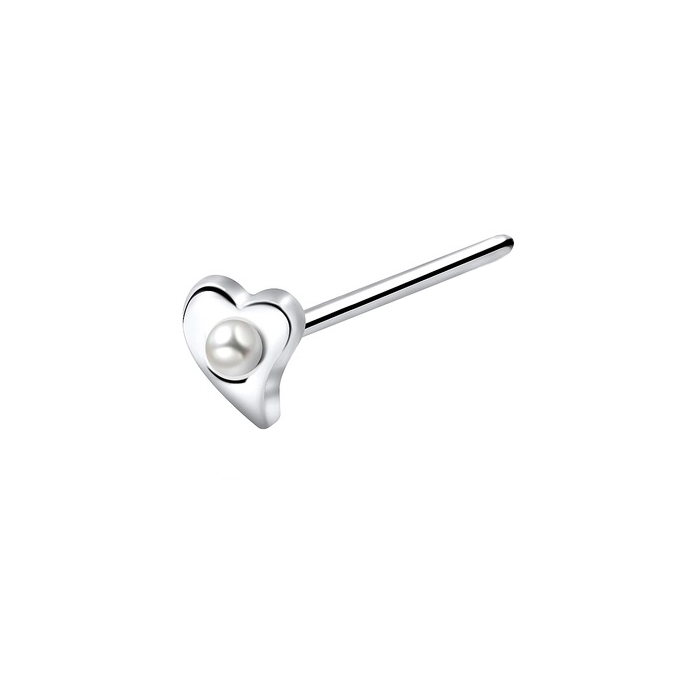 Gyöngyös szív ezüst piercing - Ezüstbazár