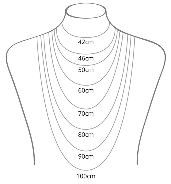 ezüst nyaklánc hossz méret ábra
