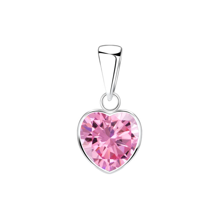 Szív alakú rózsaszín köves ezüst medál - 8 mm kővel