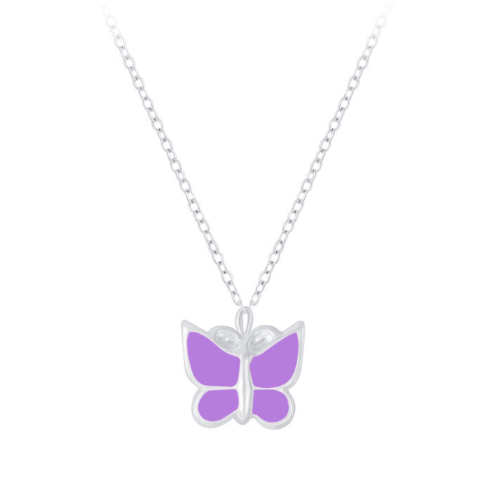 Lila pillangós gyerek ezüst nyaklánc
