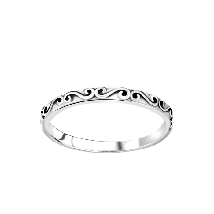 Nonfiguratív hullám mintás ezüst gyűrű