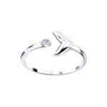 Delfines, köves nyitott ezüst gyűrű